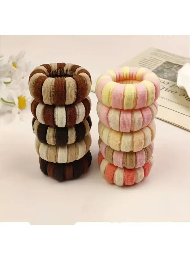 5pcs Gradient Pink Thickened Hair Ties High Elasticity No Damage Hair Autumn Winter - Image 2